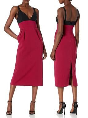Jill Jill Stuart NWT Pink Black Colorblock Midi Pencil Dress Size 2